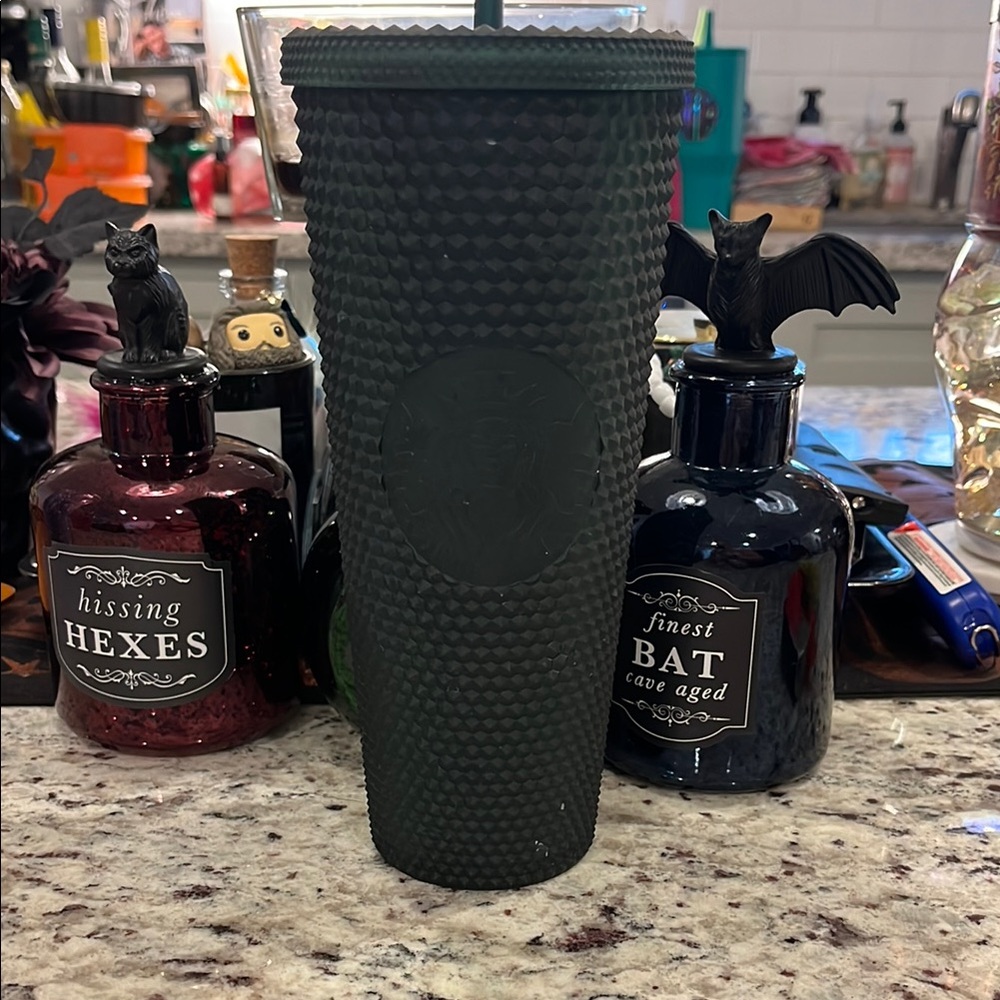 Starbucks Green Textured Tumbler with Lid and Straw